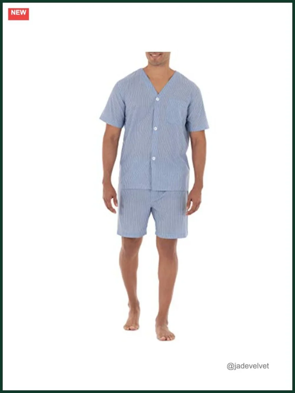 Men's Broadcloth Short Sleeve Pajama Set - Relaxed Fit, 2-Piece